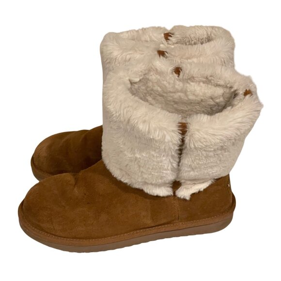 Koolaburra by UGG Aubrei Mini Booties Size 8 Women’s Brown Suede Faux Shearling - Picture 3 of 10